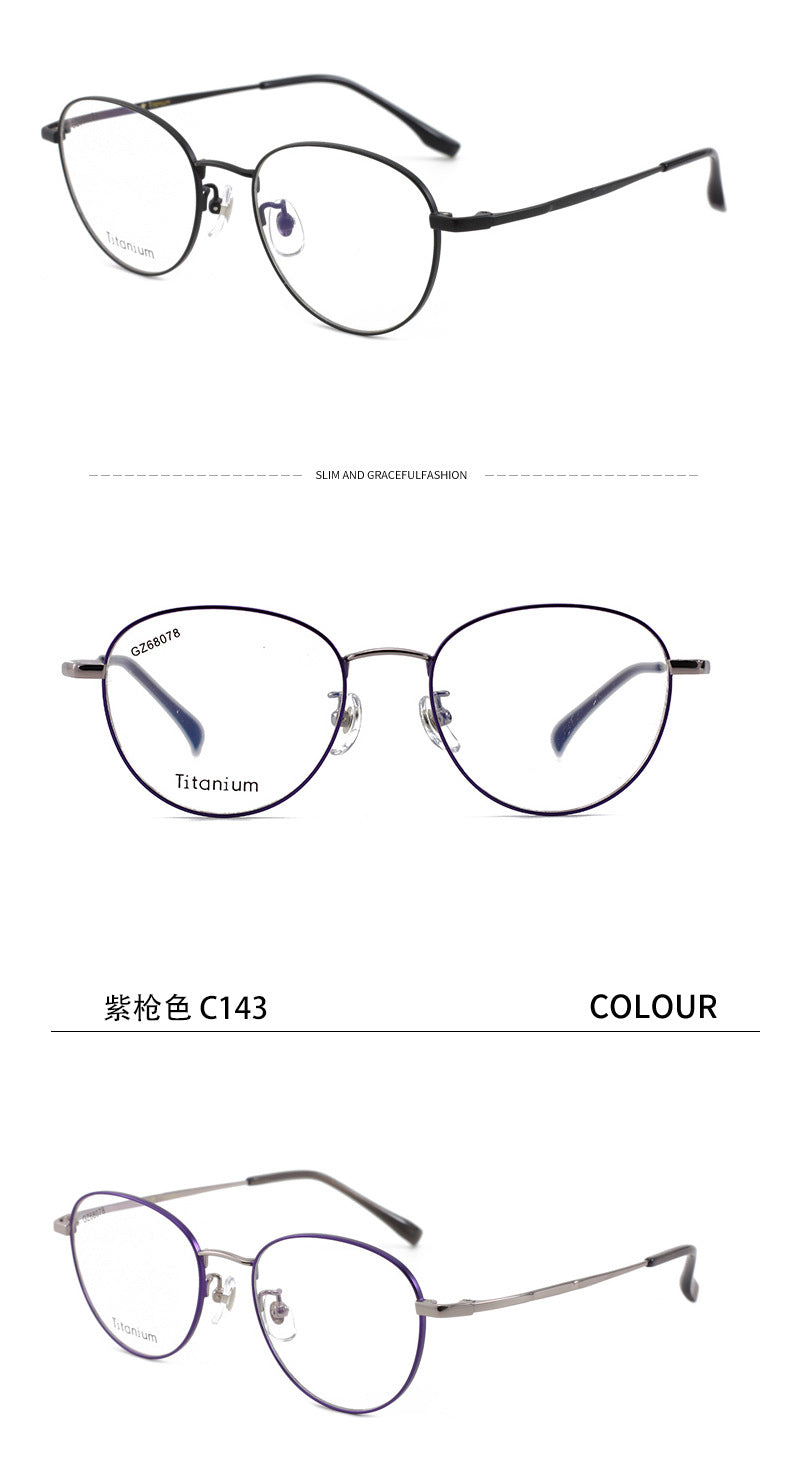 New Vintage Half Titanium Eyeglass Frame Fashion Two-tone Electroplated Round Glasses Frame Light Luxury Metal Frame