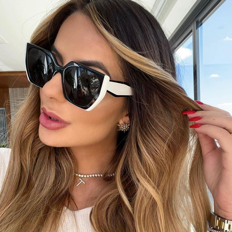 New Fashion Cat Eye Wide Leg Sunglasses for Women with High-end Feel ins Wholesale full frame sunglasses UV protection