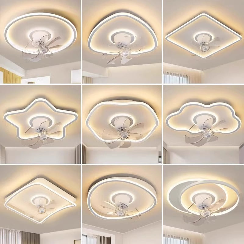 Shaking Head Fan Light Bedroom Ceiling New Ultra-Thin Cloud Light Children's Room Light360Eye Protection Smart Ceiling Fan Light