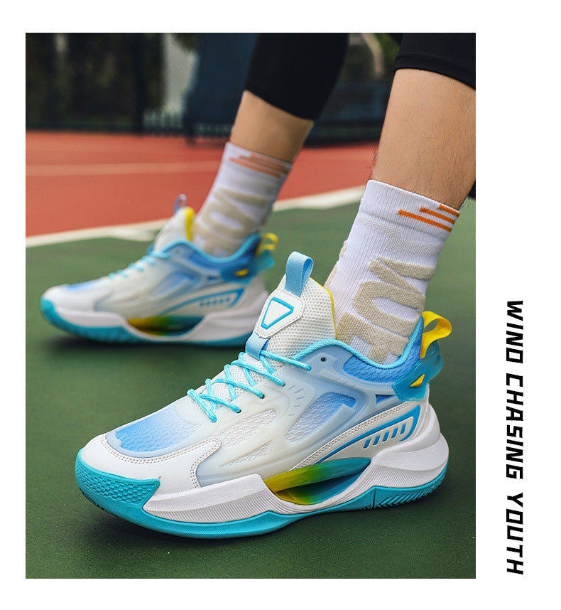 Four Seasons New Luminous Mesh Breathable Men's Shoes Casual Trendy Basketball Shoes High Elastic Cushioning Wear-Resistant Non-Slip Sports Shoes