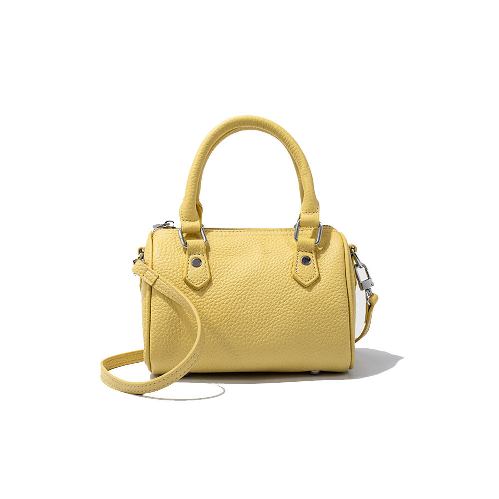 Guangzhou High-Quality Texture Genuine Leather Boston Pillow Bag for Women2024New first-layer cowhide handbag and crossbody bag