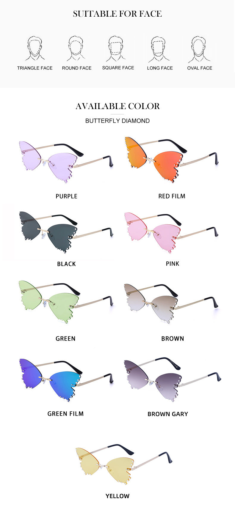 New Style Sunglasses for Women with Rhinestones Butterfly Sunglasses Trendy Personality Halloween Party Quirky Cool Glasses