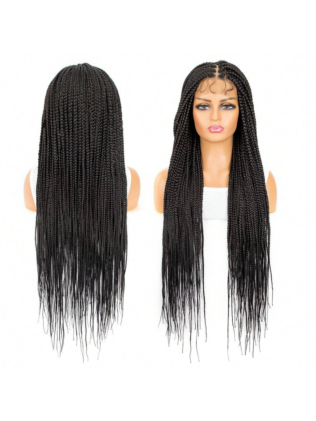 Foreign Trade Cross-Border European American African Wig for Women Full Hand-Woven Lace Three-Strand Braid Long Straight Hair Wig briad wig