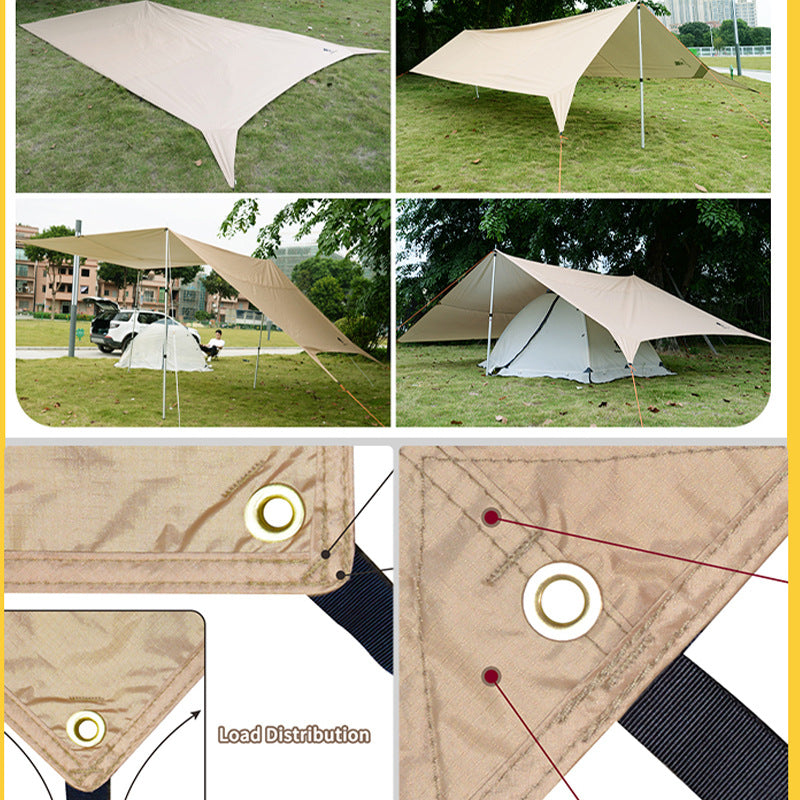 Outdoor Camping Canopy3-4Silver Coated Sunshade Awning Waterproof Camping Tarp Square Canopy5-6People