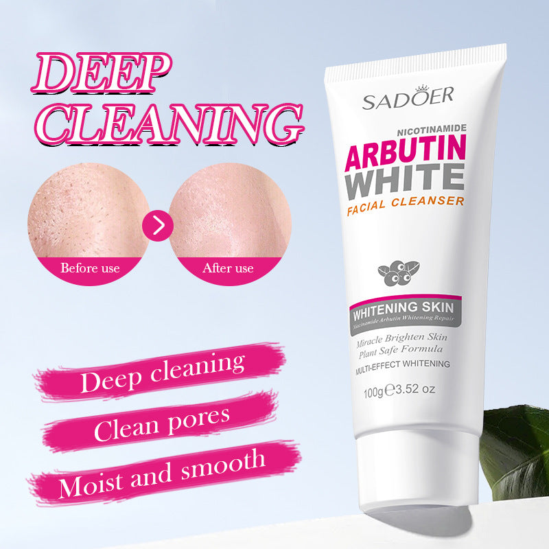 Arbutin Whitening Facial Cleanser SADOER Niacinamide Cleansing Cleanser Cross-Border Foreign Trade Wholesale