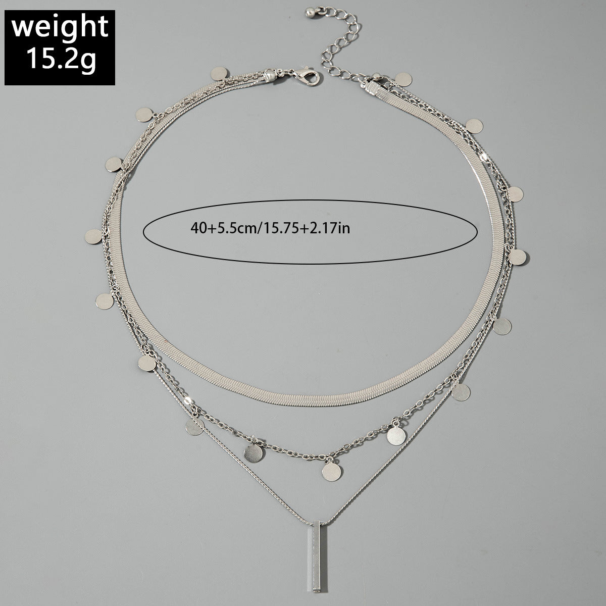 European and American Fashion Collarbone Chain Round Pendant Tassel Multi-layer Stacking Necklace Layered One-word Necklace3Set