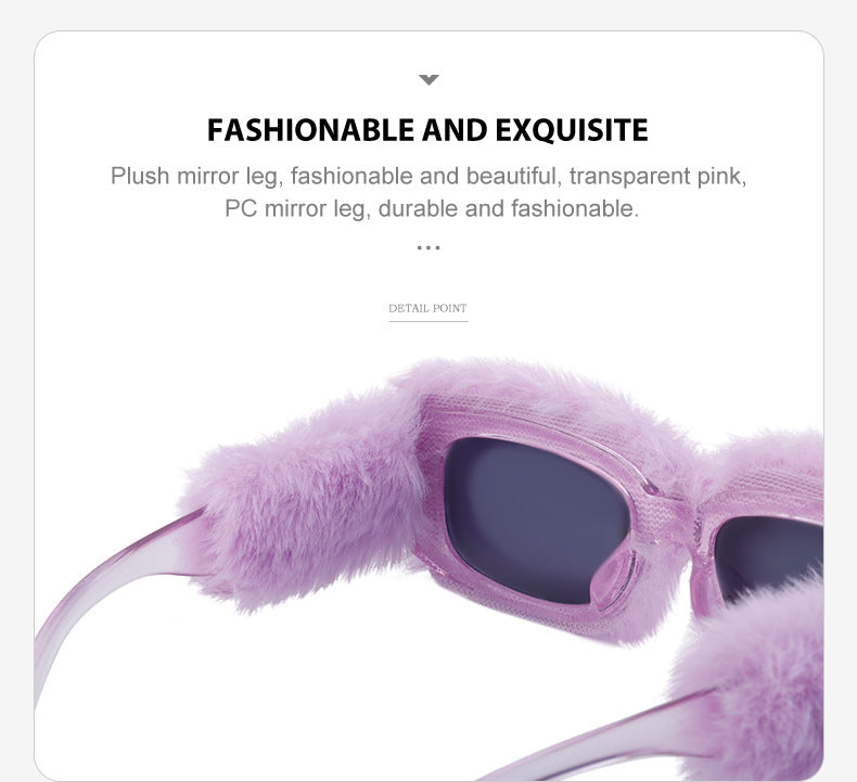 Fashion Plush Square Frame Sunglasses for Women Winter Full Coverage Sunglasses Wholesale Same Style for Women sunglasses