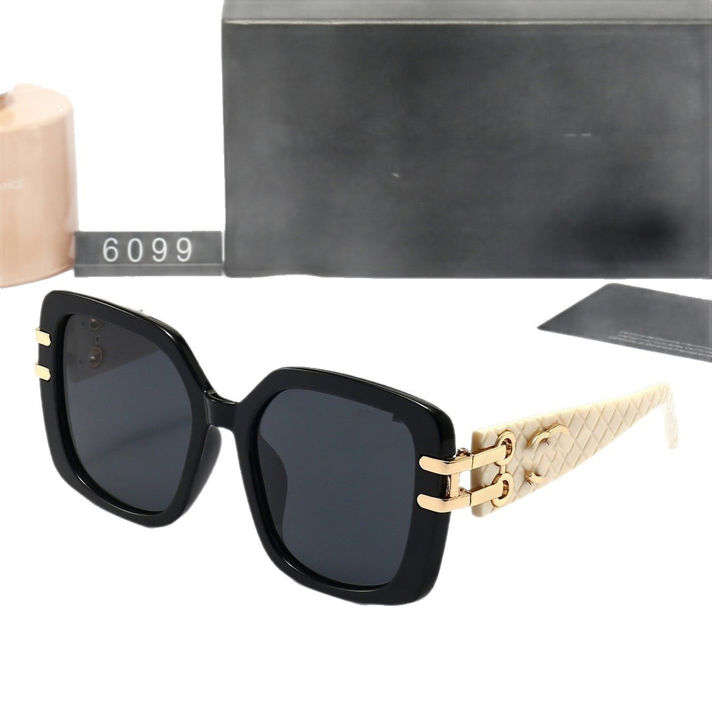 Chanel Style Pattern High-End Retro Sunglasses Large Frame Face-Slimming Celebrity Style Sunglasses6099Glasses