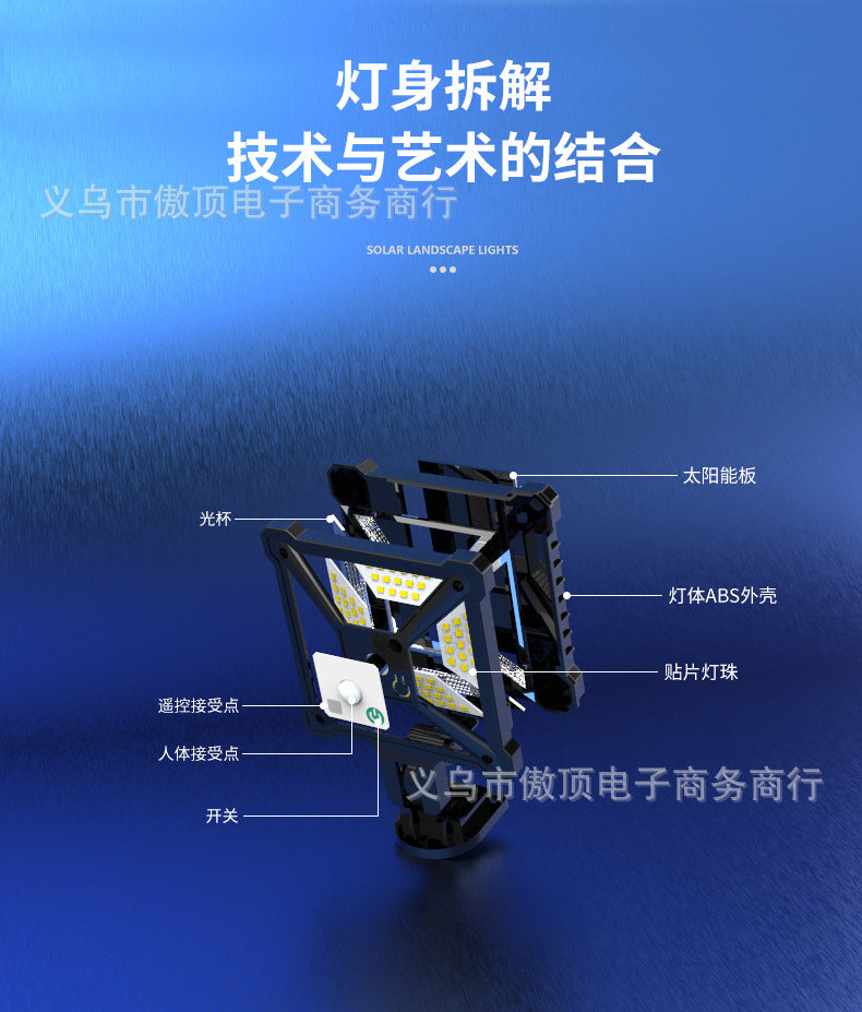 New Solar Light Human Body Sensing Street Light Outdoor Garden Light with Remote Control Garden Light LED Wall Lamp