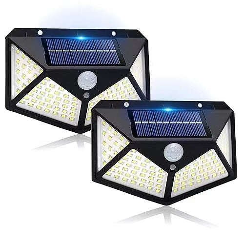 100LED Solar Light Outdoor Wall Light Four-Sided Emitting Street Light Human Body Sensing Garden Garage Landscape Light