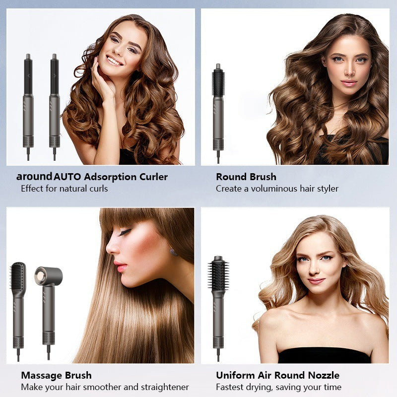 高速吹风机热风梳套装 6 合 1 卷发棒多功能吹风机家用电器