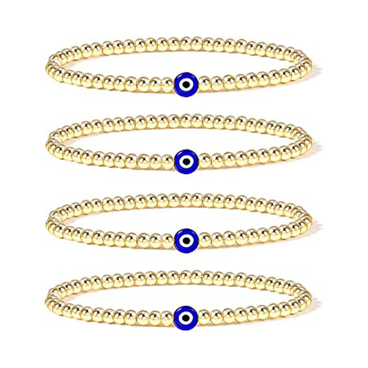 Copper Bead Blue Eyes Bracelet European and American Ladies Elastic Bracelet4mm Small Beaded Devil's Eye Bracelet