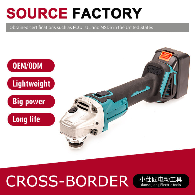 Cross-Border Foreign Trade Dropshipping Cordless Lithium Battery Angle Grinder High-Power Industrial Grade Cutting Grinding Angle Grinder for Home Use