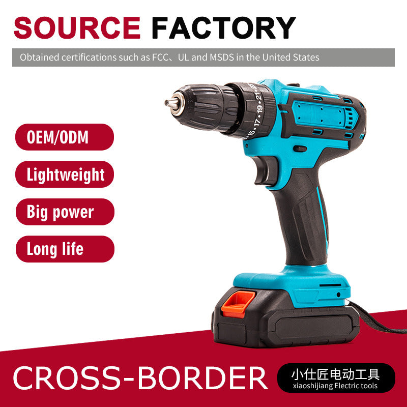 21v Cordless Drill Rechargeable Small Household Electric Screwdriver Pistol Drill Lithium Battery Tool Multi-Function Drilling Drill