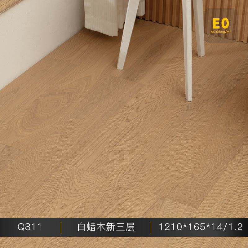 1.2mm White Ash Natural Wood Veneer New Three-Layer Solid Wood Composite Floor Heating Home Eco-Friendly Flooring Package Installation for Entry