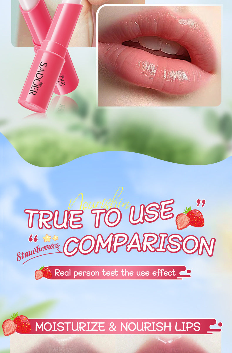 Full English Fruit Filled Temperature Changing Lip Balm SADOER Hydrating Moisturizing Temperature Changing Lip Balm for Foreign Trade