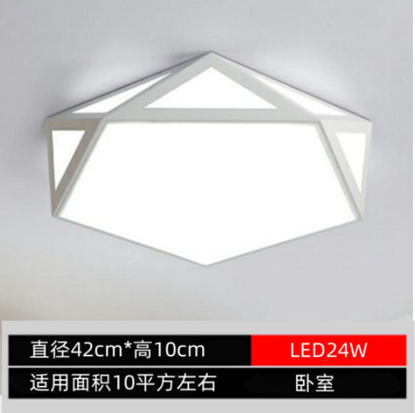 Minimalist Iron Art Acrylic Ceiling Light Nordic Diamond Geometric Hollow Children's Bedroom Colorful Macaron led Lamp