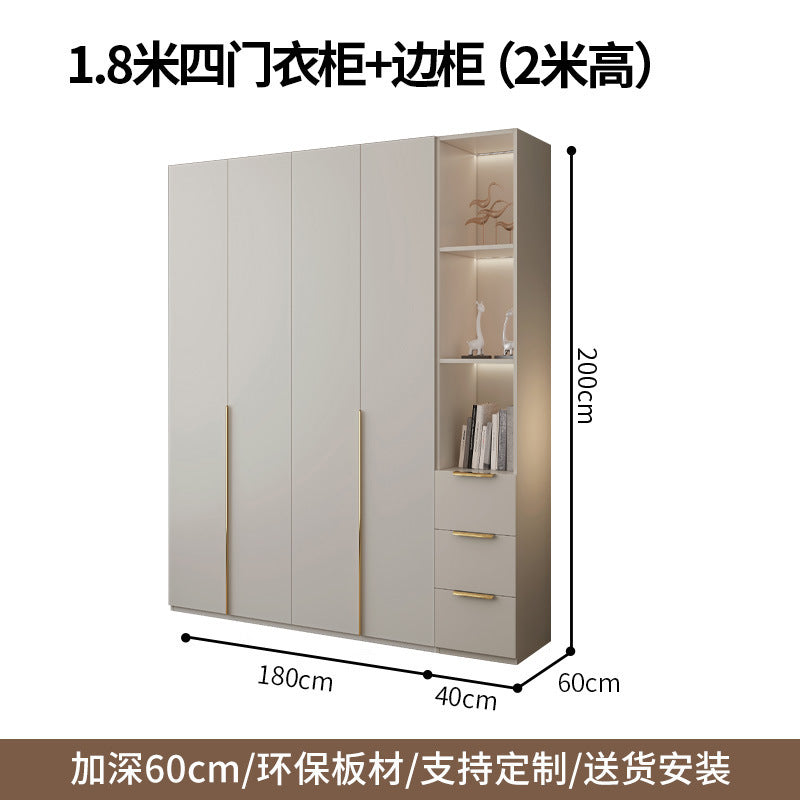 Custom Solid Wood Wardrobe for Home Bedroom Modern Simple Cream Style Hot-Selling Storage Cabinet One-Door to Ceiling Large Wardrobe