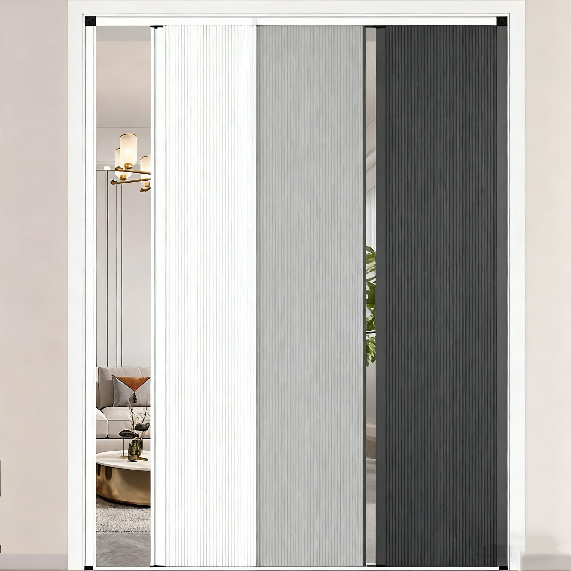 Aluminum Alloy Sliding Invisible Partition Door Curtain for Living Room, Kitchen, Bathroom, Bedroom, Balcony, Custom Made by Manufacturer