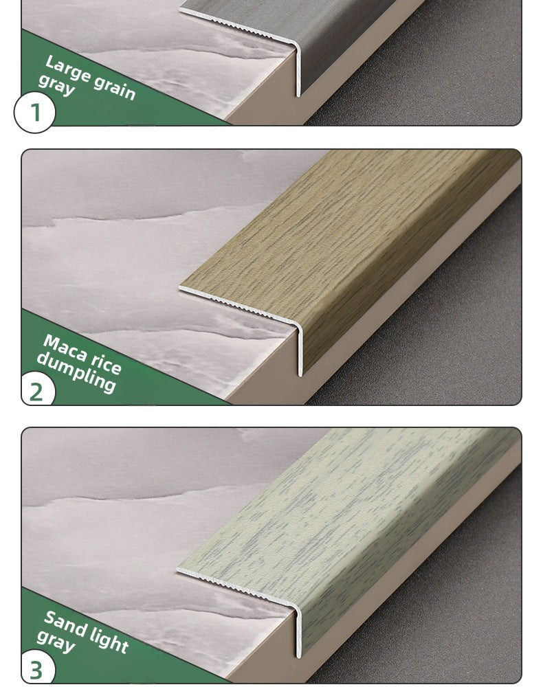 Aluminum alloy wood grain L Edge trim for wooden flooring at right angles7Decorative tile edge trim with embossed pattern for exterior corners
