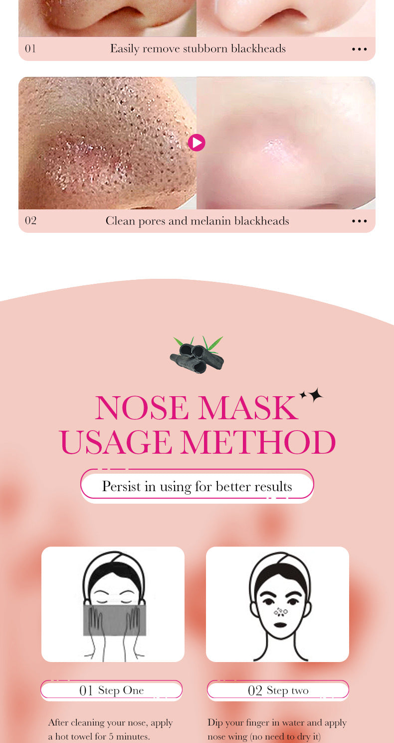 Full English Bamboo Charcoal Women's Nose Strips SADOER Deep Cleansing Blackhead Removal Nose Strips  Wholesale