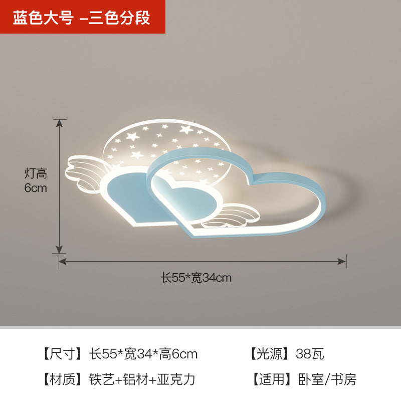 Cozy Eye Protection Bedroom Lamp led Simple Ceiling Light for Boys and Girls Princess Room Bedroom Creative Double Heart Lamp