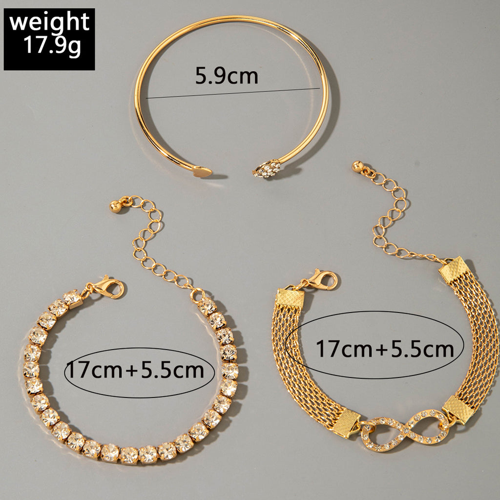 European and American Jewelry High-End Imitation Crystal Butterfly Bracelet Set Fashion Inlaid Diamond Heart Bracelet Wholesale