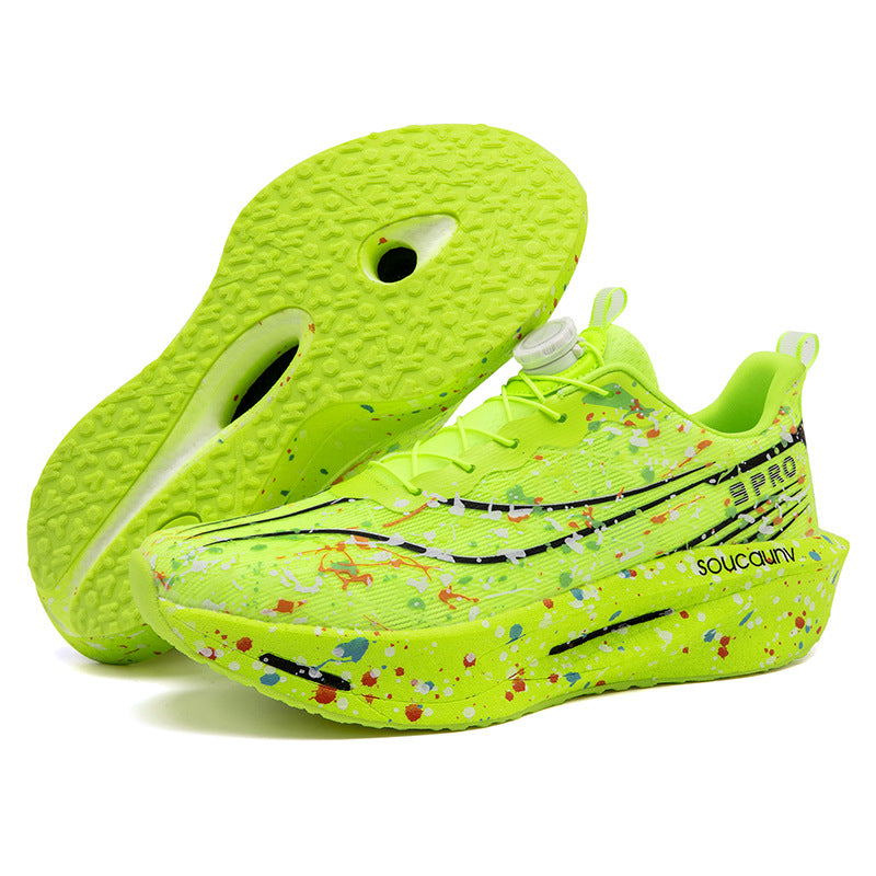 Youth Fashion Luminous Camouflage Running Shoes for Men and Women New Casual Shoes Carbon Plate Real Soft Sole Rotating Buckle Sports Shoes