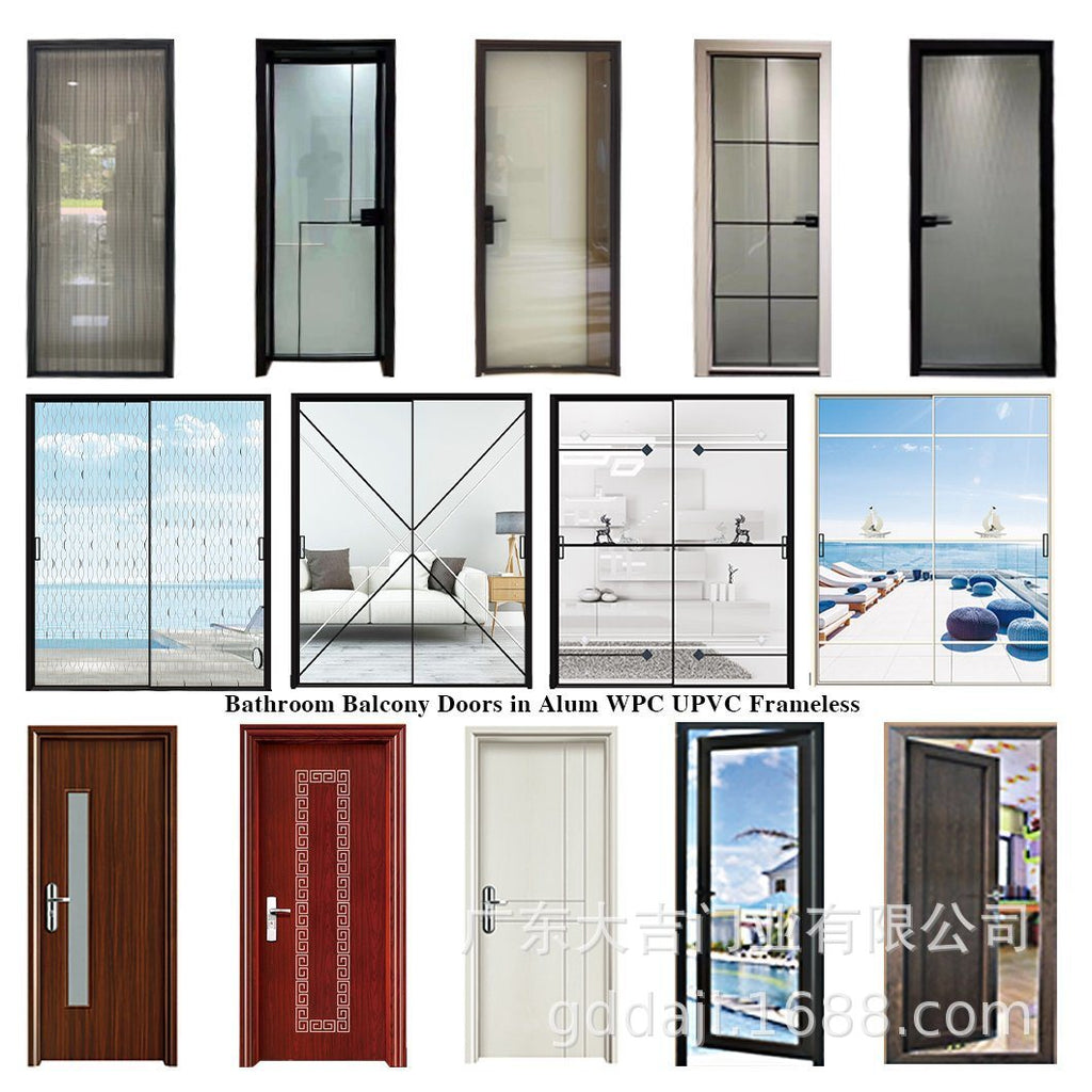 Nordic Ultra-Narrow Frame Bathroom Chinese Classical Washroom Door Aluminum Alloy Swing Door Toilet Bathroom Door