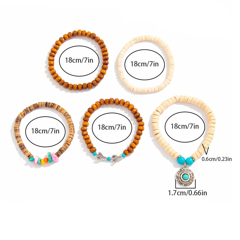 Vintage Multi-layer Soft Clay Bracelet European and American Cowboy Hat Bohemian Layered Bracelet Cow Head Cactus Turquoise Bracelet