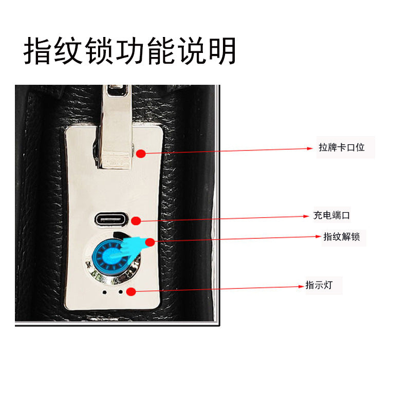 Anti-theft Fingerprint Lock Clutch Bag Men's Pure Top Layer Cowhide Business Casual Genuine Leather Handbag Anti-theft Lock Buckle