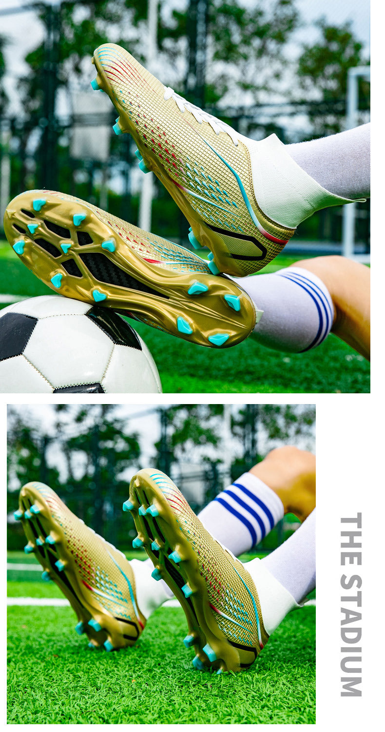 New football shoes for men and women AG Long Spike gold Competition Student Training Shoes Artificial Turf TF Wholesale of Broken Nails