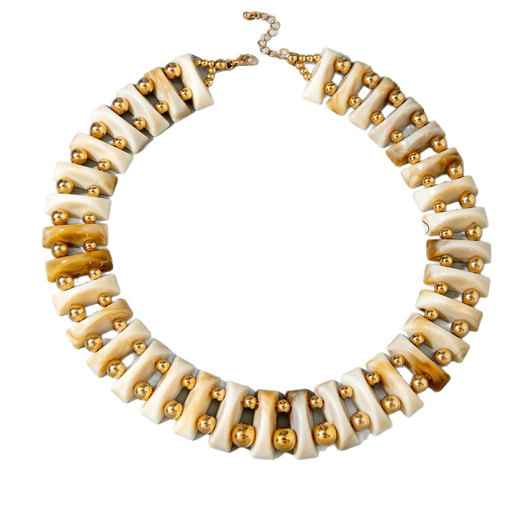 European and American Fashion Trend Exaggerated Necklace Geometric personalized handmade beaded Bohemian style necklace