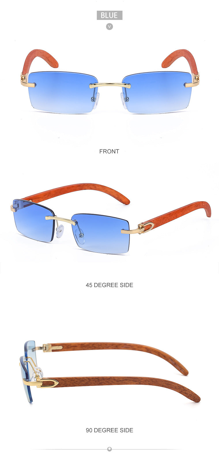 New Fashion Sunglasses for Men Ultra-Clear Frameless Sunglasses Ocean Lens Diamond Cut Edge Trendy Wholesale7533