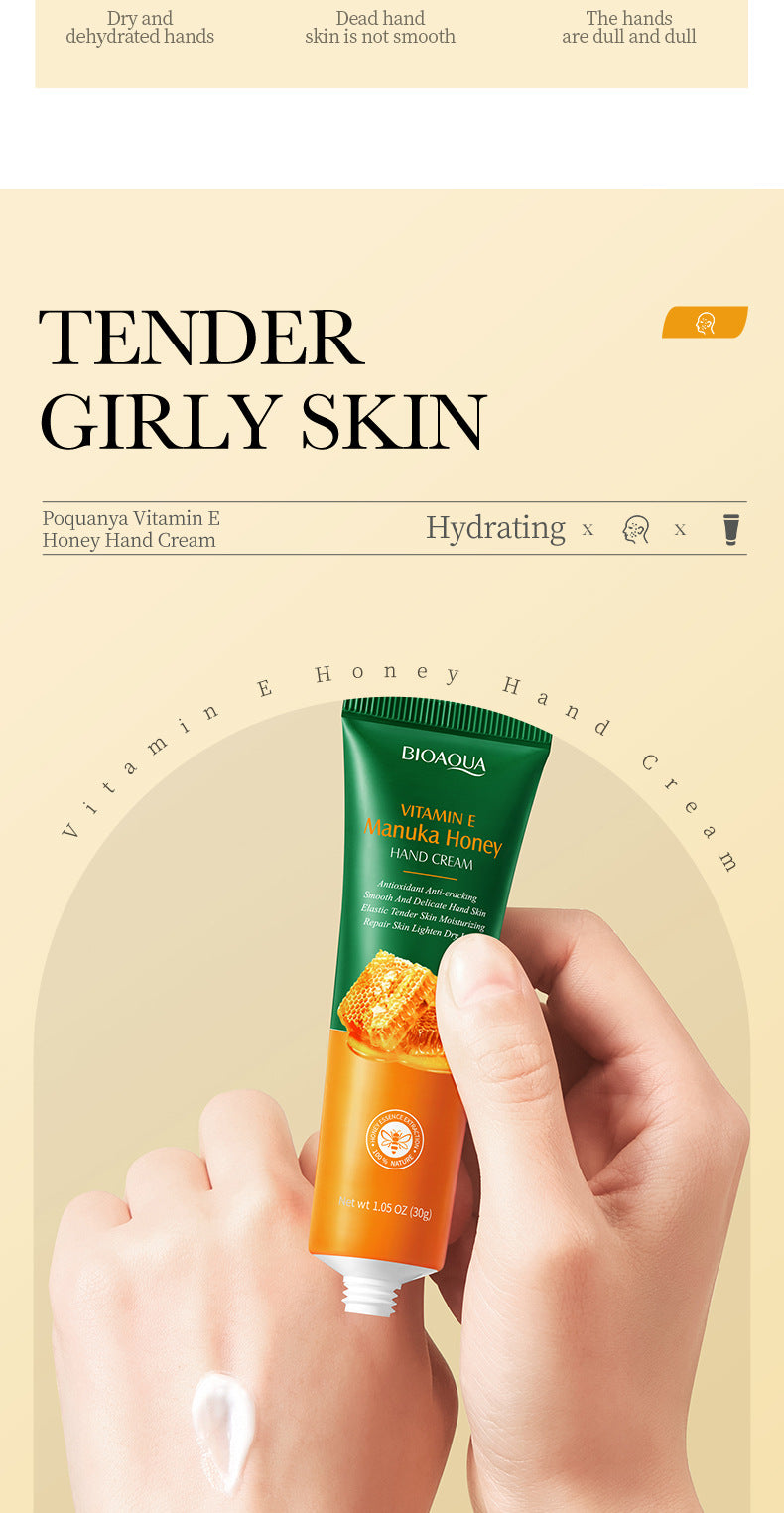 Vitamin E Hand cream30g BIOAOUA Honey hydrating moisturizing wholesale for  trade
