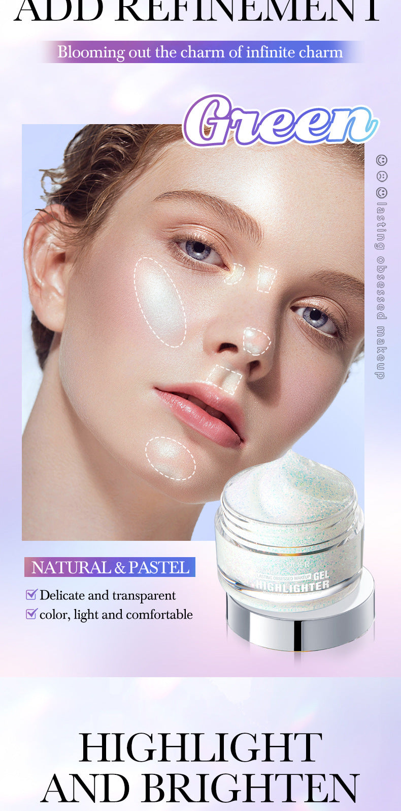 Colorful Highlight Gel SADOER Increase Facial Highlight Makeup Gel Cross-Border Wholesale