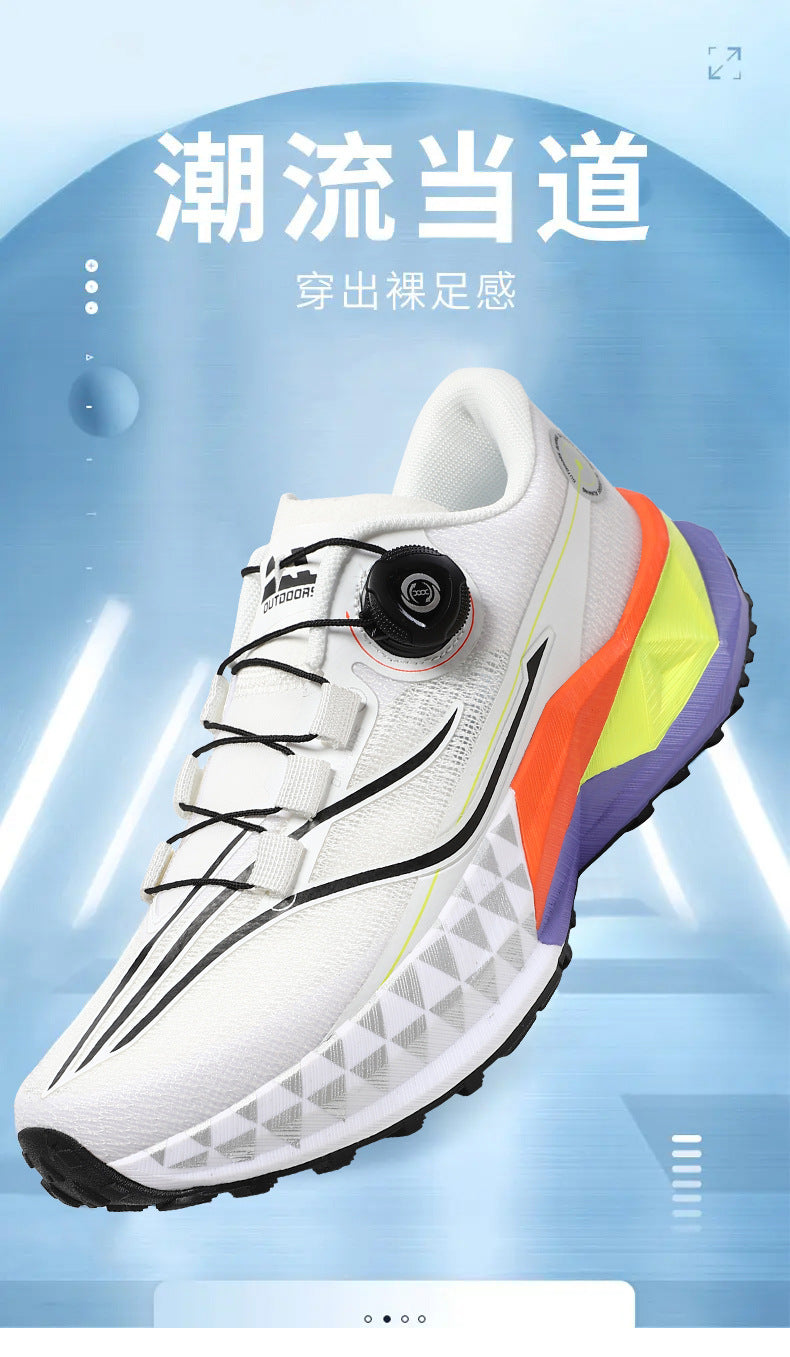 Full Palm Carbon Plate Sports Running Shoes Double Layer Popcorn Outdoor Trail Running Shoes Marathon Men's and Women's Shoes