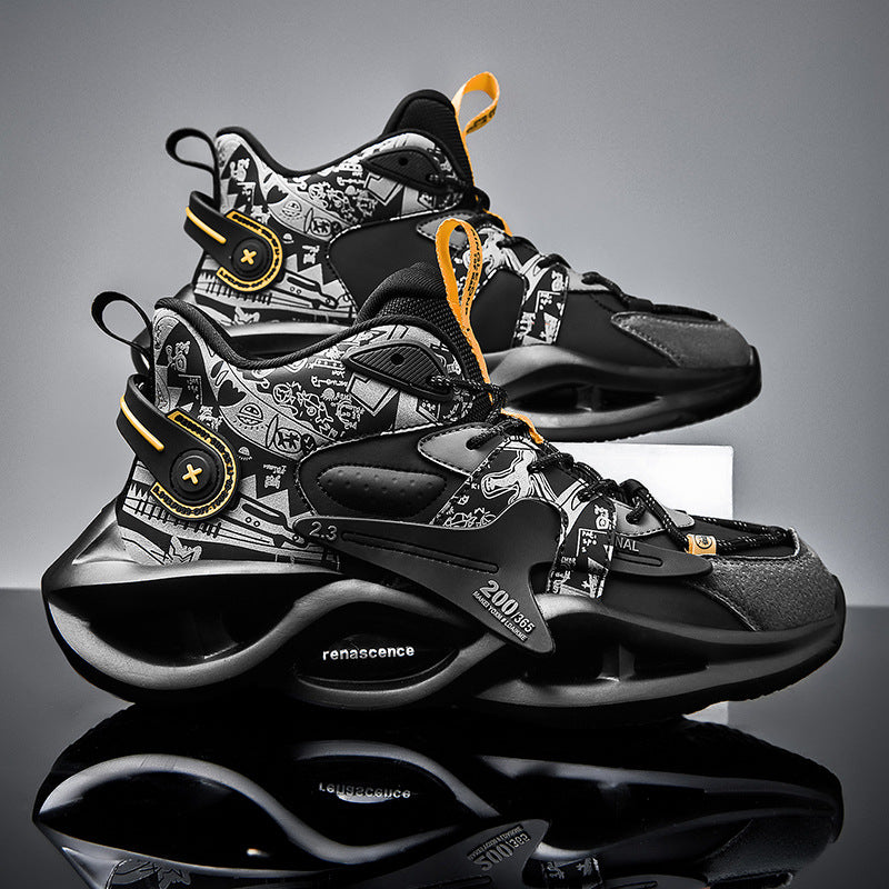 High-top Dad Shoes Men's Sports Shoes Youth Thick-soled Height-increasing Comfortable Basketball Shoes Trendy Brand Lightweight Comfortable