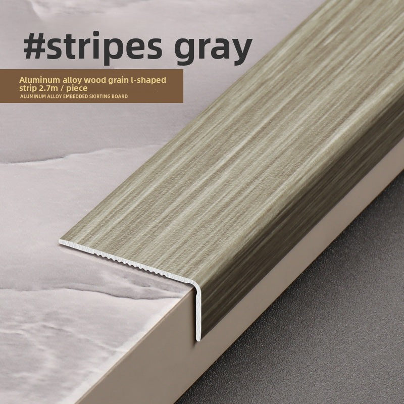Aluminum alloy wood grain L Right-angle ultra-narrow wood flooring edge trim strip7Door threshold edging trim, wardrobe corner fastener strip