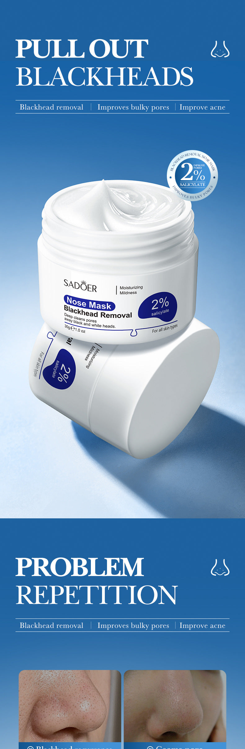 Cross-border Blackhead Removal Nose Strips30g Deep Cleaning Nose Clean Blackhead Nose Mask Export Manufacturer Wholesale