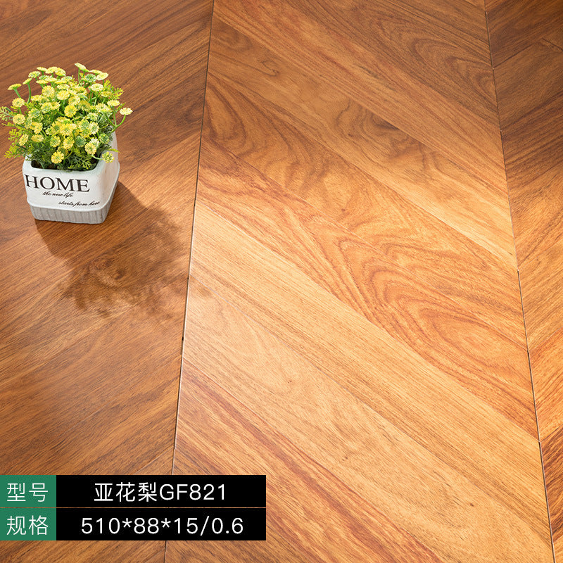 In stock wholesale Door-to-Door Installation Underfloor Heating Locking Rib Core Structure New Three-layer Solid Wood Fishbone Pattern Flooring for Home Use