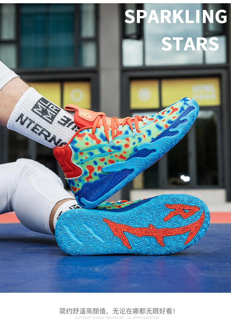 New Mid-Calf Professional Basketball Shoes Outdoor Practical Breathable Couple Shoes Thick Sole Non-Slip Unisex Shock Absorption Sports Shoes