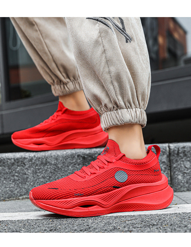 Summer Fly Electric Rebound Shock Absorption Running Shoes Men's Shoes Fly Weave Breathable Comfortable Physical Exam Training Marathon Sports Shoes