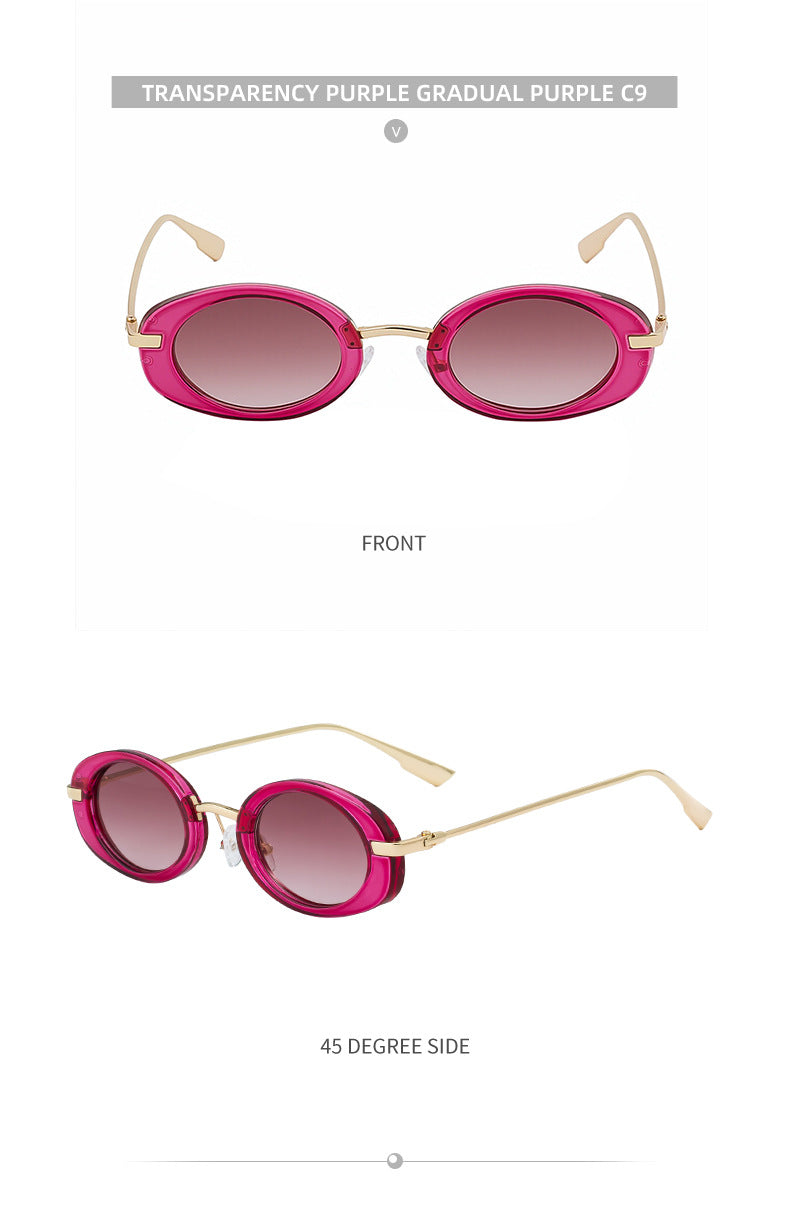 2025New European and American Fashion Oval Small Frame Sunglasses for Women, Trendy Personality Sun Protection Sunglasses Wholesale