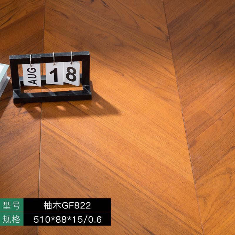 In stock wholesale Door-to-Door Installation Underfloor Heating Locking Rib Core Structure New Three-layer Solid Wood Fishbone Pattern Flooring for Home Use