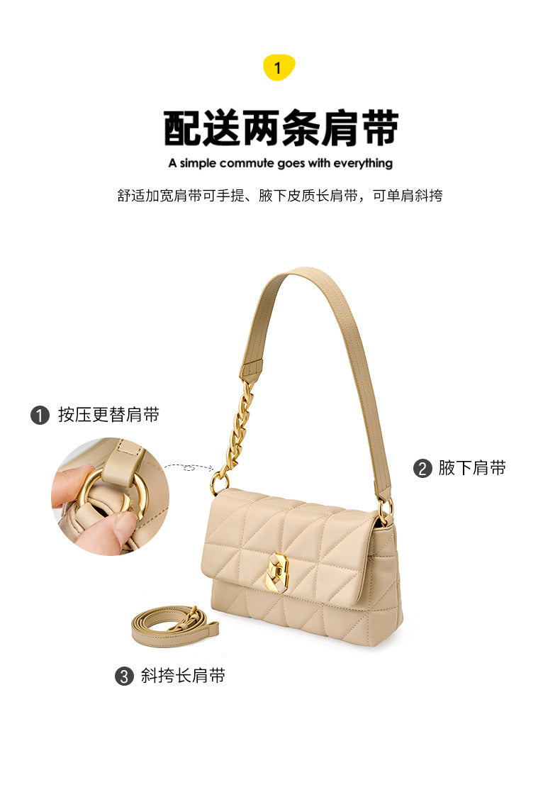 Niche Design Quilted Chain Underarm Bag for Women New Commuter Bag Single Bag Fashion Versatile Crossbody Bag Women's Bag