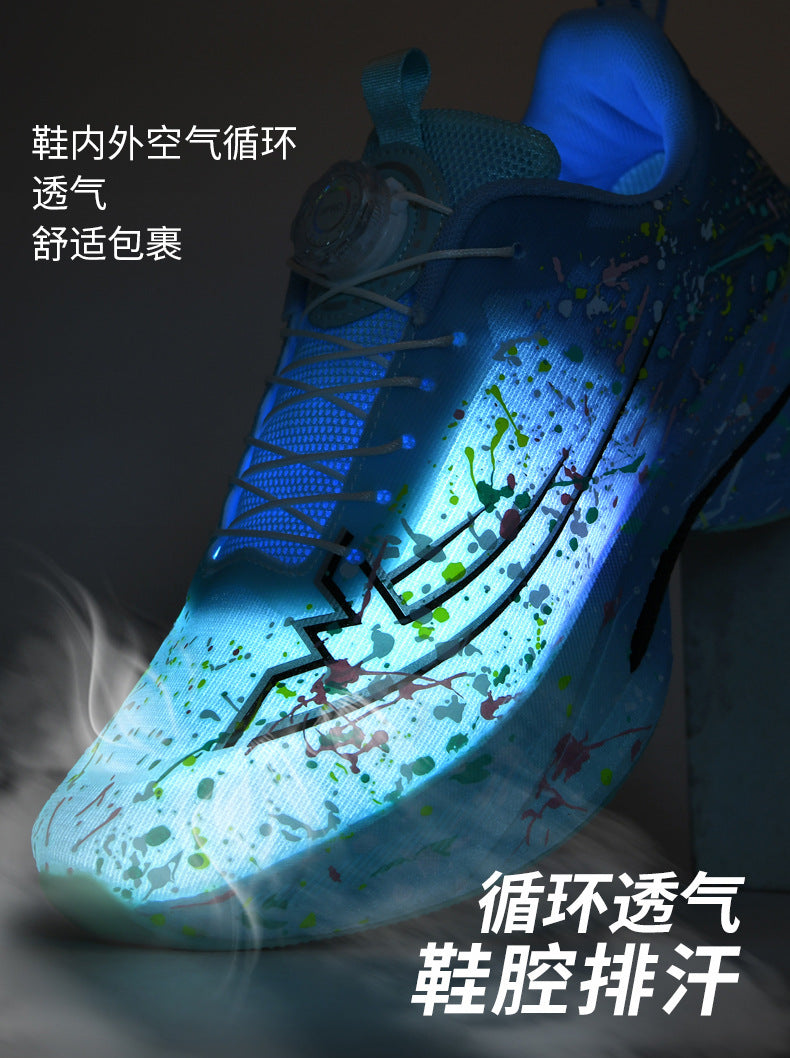 2025Four Seasons New Casual Couple's Real Explosive Carbon Plate Rotating Buckle Running Shoes Youth Graffiti Fashion Sports Shoes