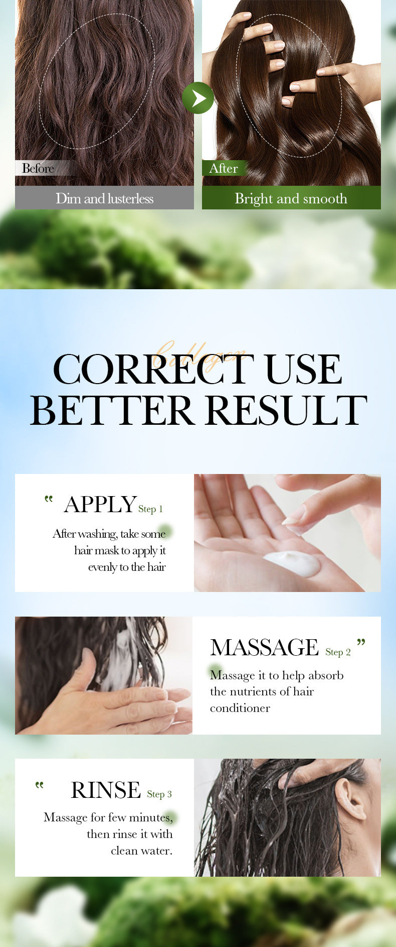 Collagen Smooth Hair Mask SADOER Nourishing and Fluffy Hair Conditioner Cross-Border Wholesale