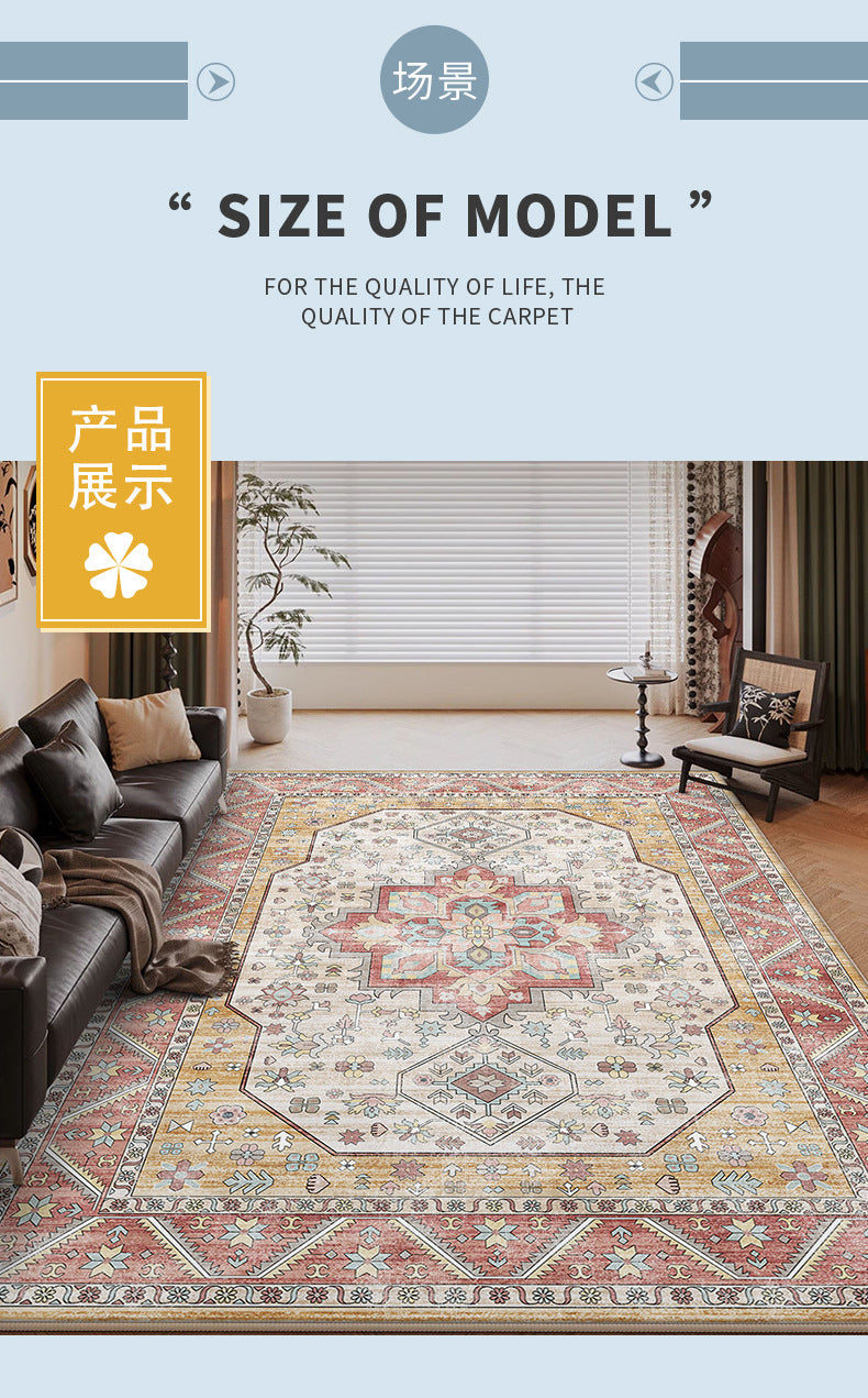 Persian Style Large Area Full Coverage Living Room Carpet, Stain Resistant and Easy to Maintain, Sofa and Coffee Table Decorative Carpet Wholesale