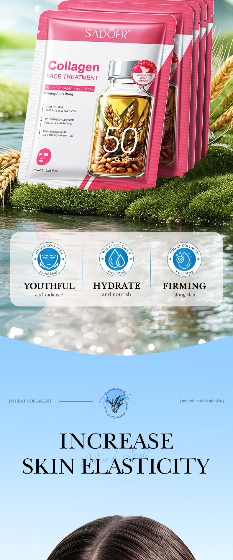 Cross-border Face Mask25ml Plant Series Wheat Olive Moisturizing Hydrating Mask Export Manufacturer Wholesale